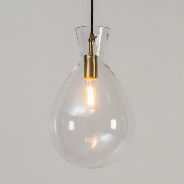 Glass and metal pendant light
