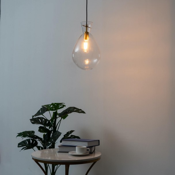 Suspended Light fixture with glass shade