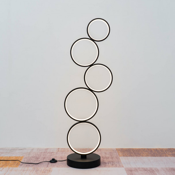 Black floor light with 5 overlapping circles