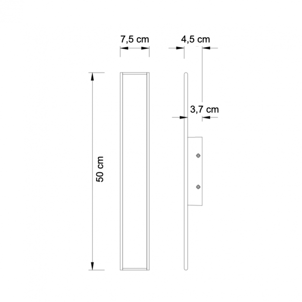 Long black rectangle wall light