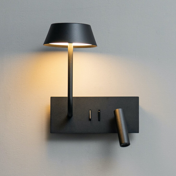 Black two-light design wall light