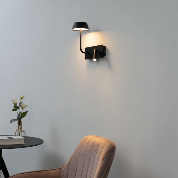 Black LED wall light