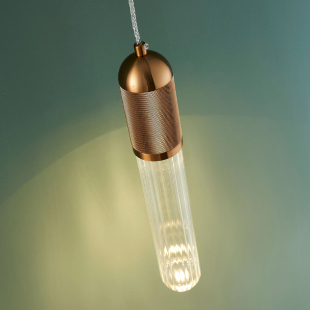 Screw-in cylindrical glass pendant light