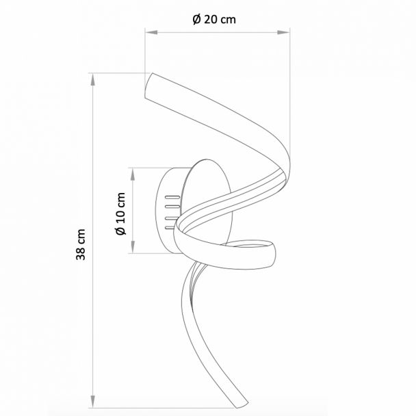 Golden spiral wall lamp