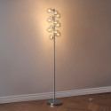 Chromed floor lamp with amber ball - Ambrosia