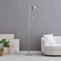 Chrome-plated designer floor lamp with black cable - Pancho