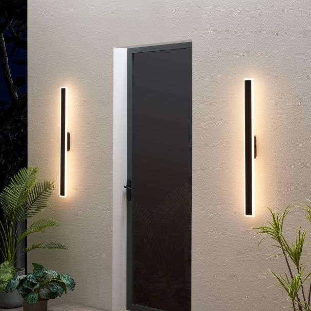 Long black aluminum 103 cm wall light IP54 - Mattea