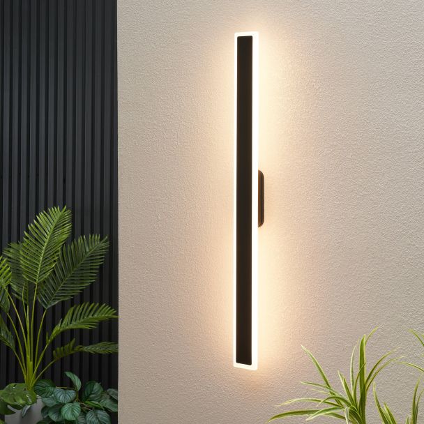 Long black aluminum 103 cm wall light IP54 - Mattea