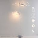 Chromed floor dimmable lamp with practical LED lighting - Pancho