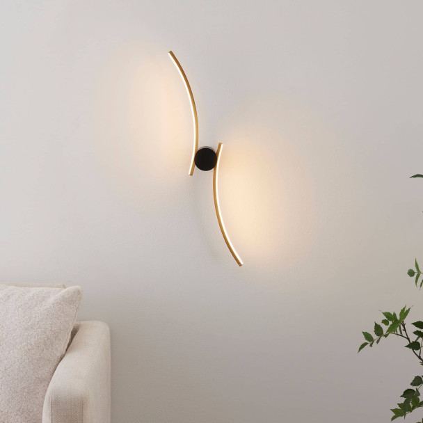 Double curved designer wall light - Mallow