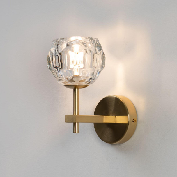 Wall lamp in gold metal and transparent glass -...