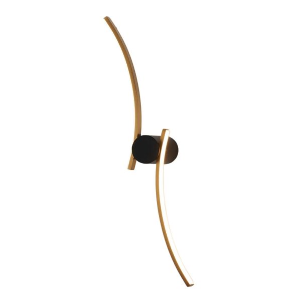 Large curved LED wall light black and brass - Mallow