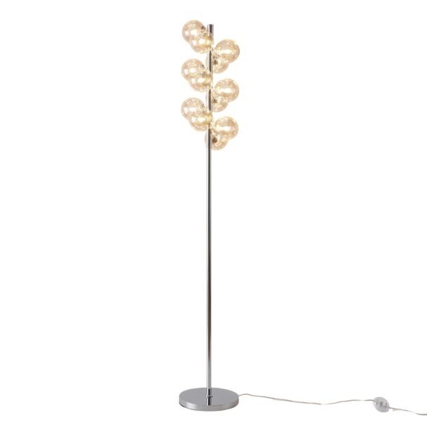 Modern floor lamp with amber glass spheres - Ambrosia