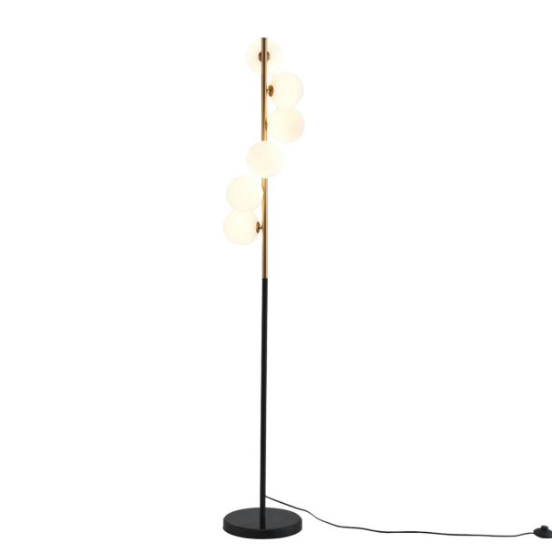Design floor lamp in black and brass with white spheres - Sierra