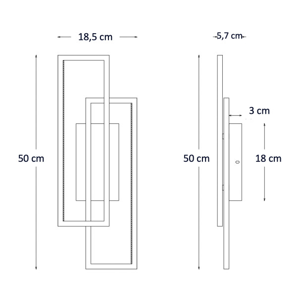 Wall light diagram dimensions design - Torello
