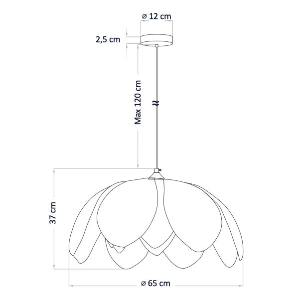 Technical drawing rattan pendant light dimensions - Olbia