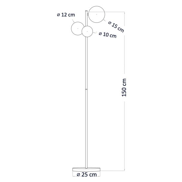 Technical diagram gold designer floor lamp - Melinda