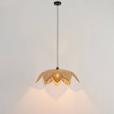 Carved rattan hanging lamp illuminated - Olbia