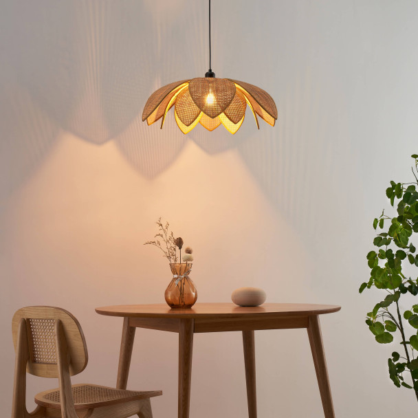 Rattan pendant light warm ambiance - Olbia
