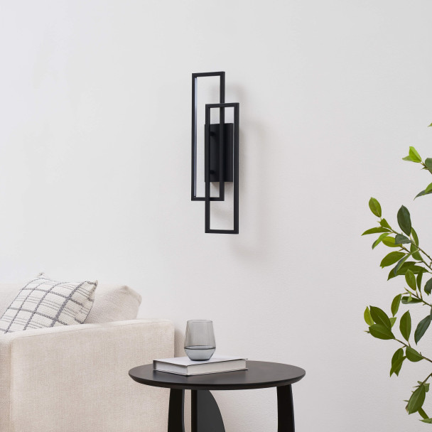Black geometric design wall light - Torello