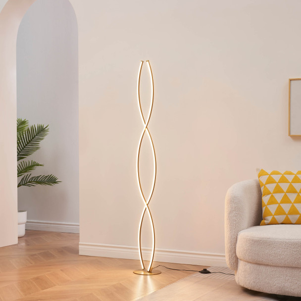 Wavy gold LED floor lamp - Orionis