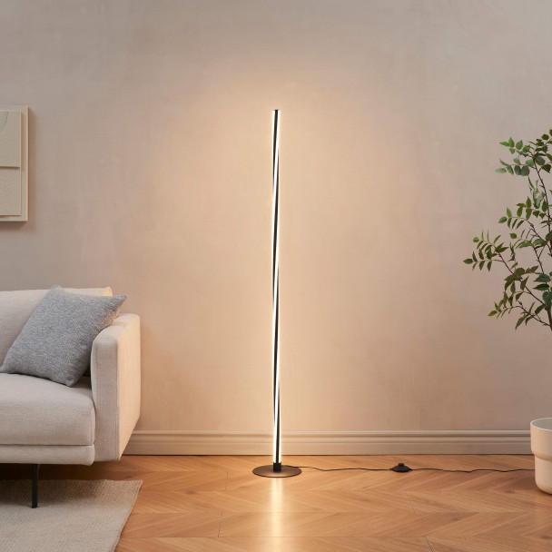 Minimalist black LED floor lamp - Telvo