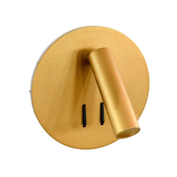 Round gold reading wall light for bedroom - Bilbao