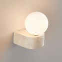 Stone wall light with white globe - Oriane
