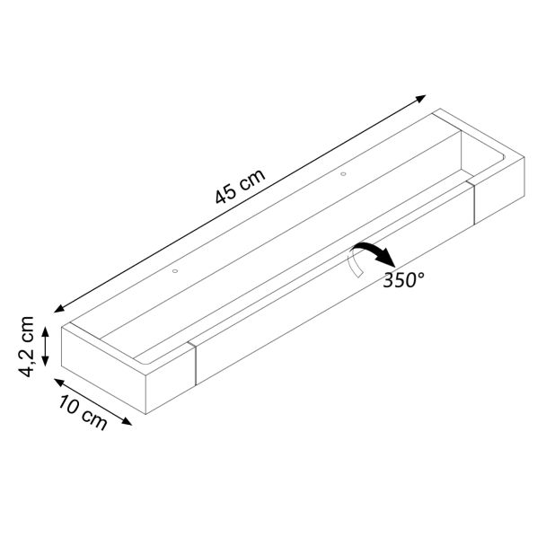 Long white LED wall light with 350° rotating bar - Orlène