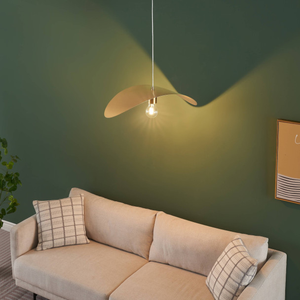 Gold pendant curved metal - Piuma