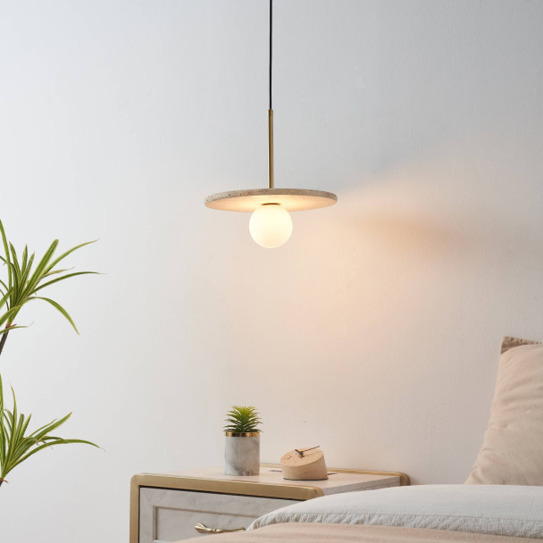 Travertine lighting white globe - Silvia