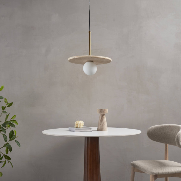 Travertine pendant gold finish - Silvia