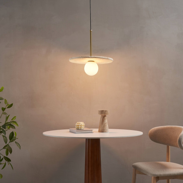 Travertine pendant black cord - Silvia
