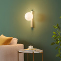 Modern brass wall light frosted glass globe - Noava