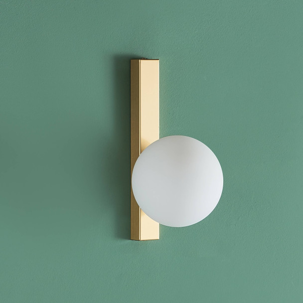 Delicate matte glass brass wall light - Noava