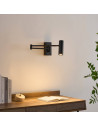 Black LED wall light with adjustable reading arm and touch feature - Rimio