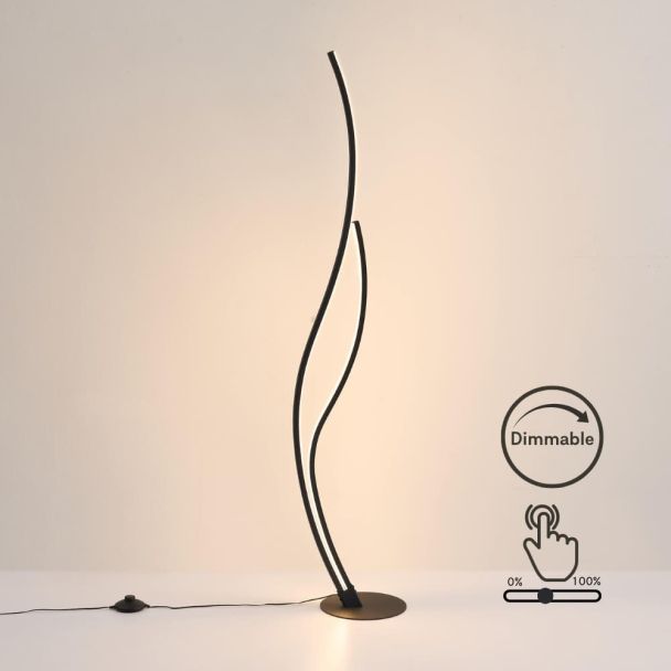 Black LED dimmable wave-shaped floor lamp - Ysoria