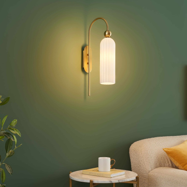 White glass wall light - Leonora