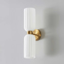 Gold wall light double opal glass - Leonora