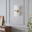 Double cylinder textured glass wall light - Leonora