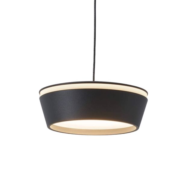 Small black minimalist pendant light with integrated dimmable LED - Mavel