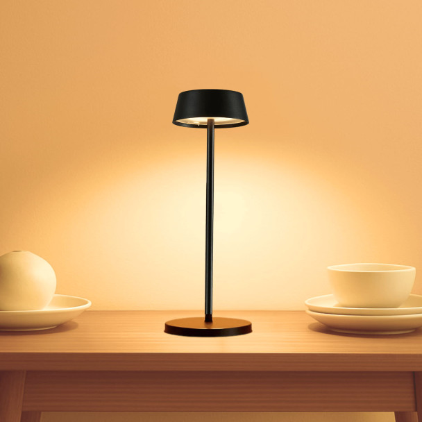Black wireless LED table lamp with rechargeable...