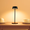 Black wireless LED table lamp with rechargeable battery IP54 - Vanyel