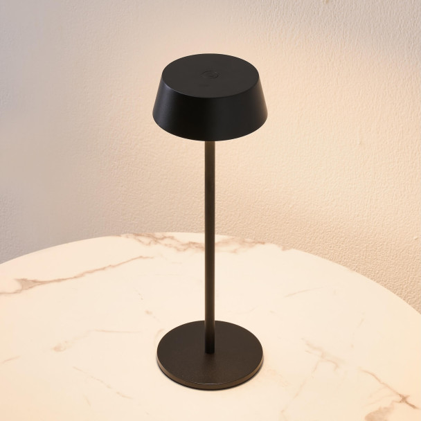 Black wireless LED table lamp with rechargeable...