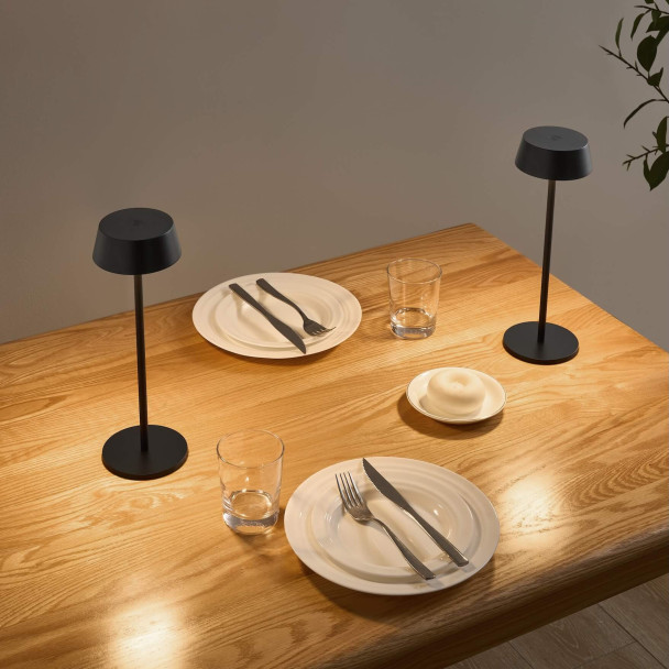 Black wireless LED table lamp with rechargeable...