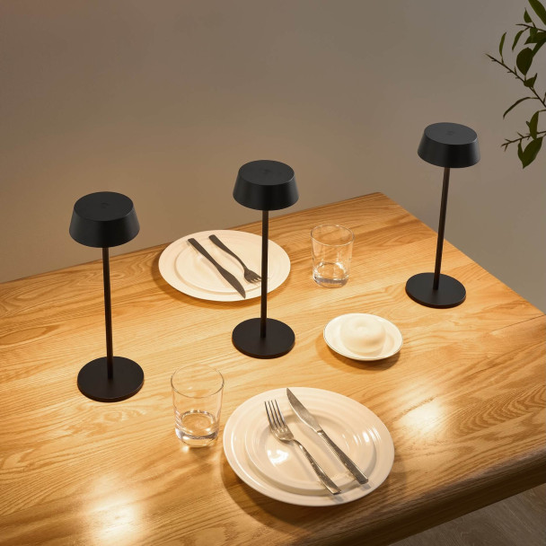 Black wireless LED table lamp with rechargeable...