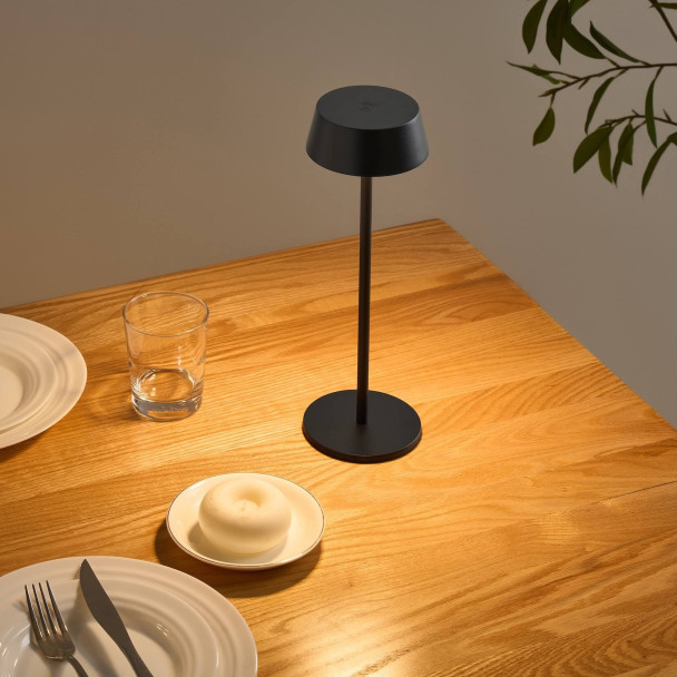 Black wireless LED table lamp with rechargeable...