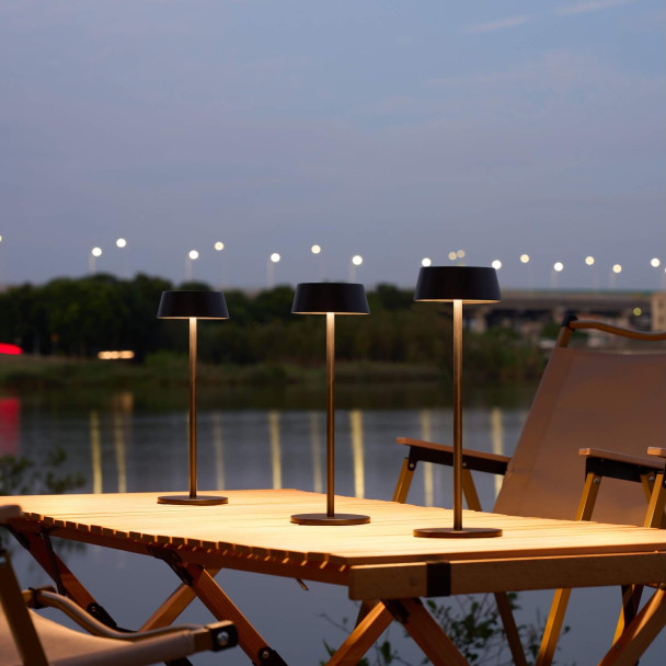 Black wireless LED table lamp with rechargeable...