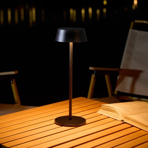 Black wireless LED table lamp with rechargeable...