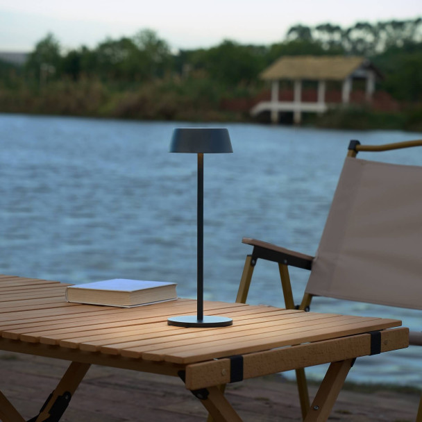 Black wireless LED table lamp with rechargeable...